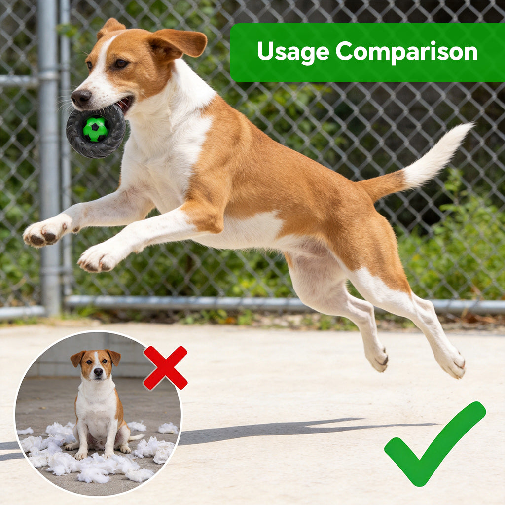 Qpets® Football Tire with Built in Squeaker Bite Resistant Vinyl Chew Play Item for Small and Medium Dogs Interactive Fetch and Teething Play