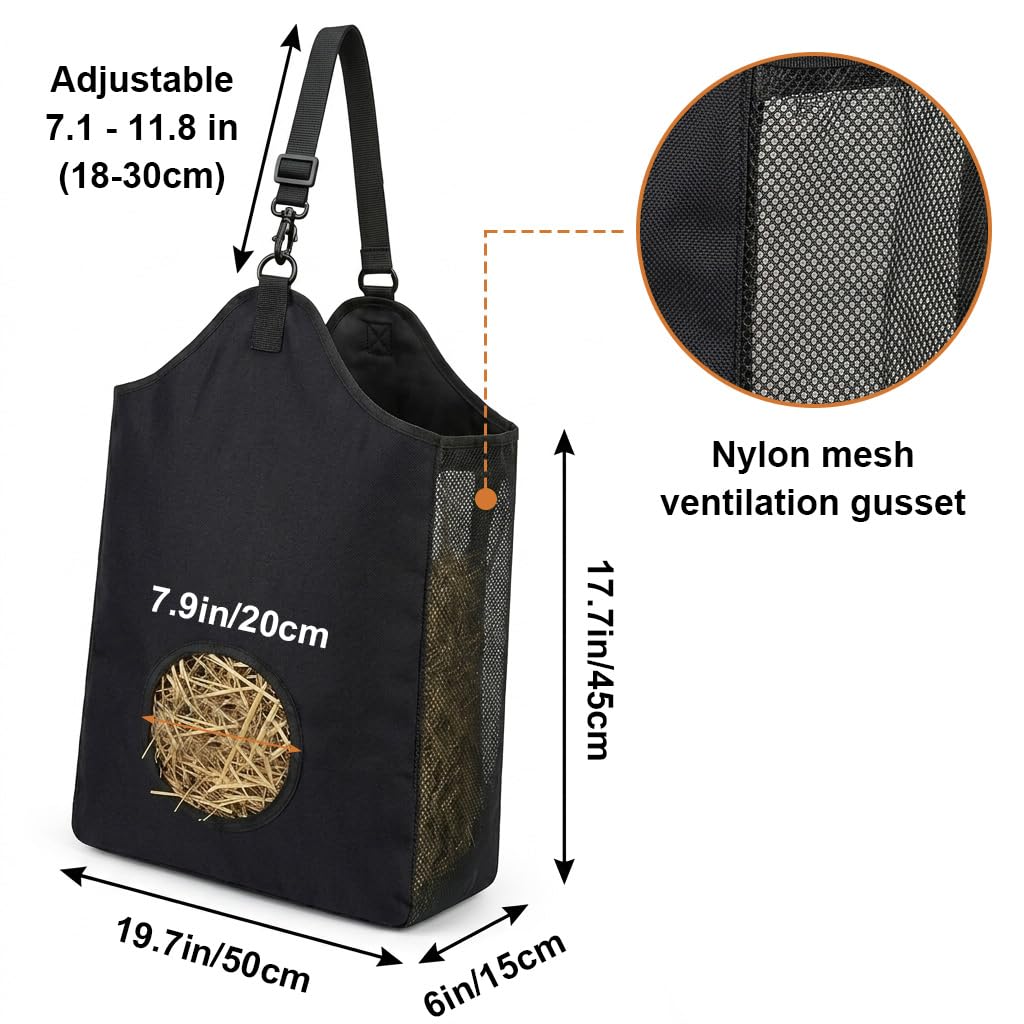 Qpets Slow Feed Hay Bag Hanging Feeder with Adjustable Strap and 600D Oxford Fabric