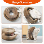 Qpets Kitty Curls Cat Scratcher Board with Track Ball and Flexible Accordion Design for Indoor Cats
