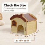 Qpets Wooden Hamster House with Natural Wood, Enclosed Hideout and Tool-Free Assembly