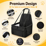 Qpets Foldable Dog Car Booster Seat with Mesh Sides, Safety Leash and Washable Oxford Fabric