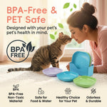 Qpets Whisker-Friendly Cat Bowls, 10-Pack with Holder Tray, Wide Shallow Plastic Dishes