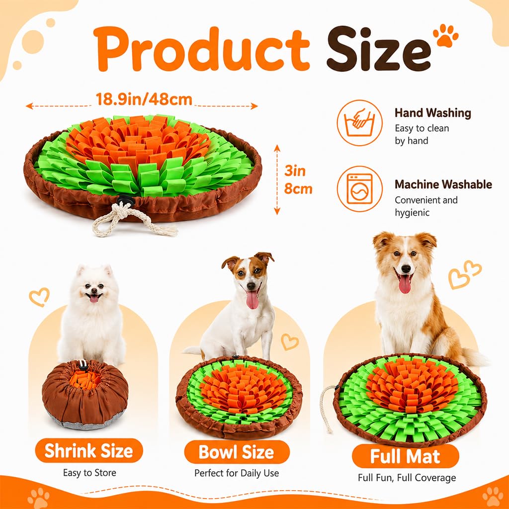 Qpets Dog Snuffle Mat for Slow Feeding and Training: Soft Felt, Machine Washable, Home and Travel Use