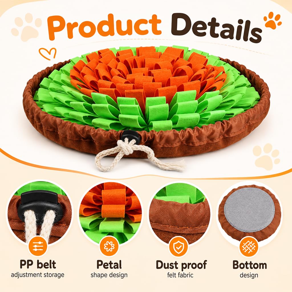Qpets Dog Snuffle Mat for Slow Feeding and Training: Soft Felt, Machine Washable, Home and Travel Use