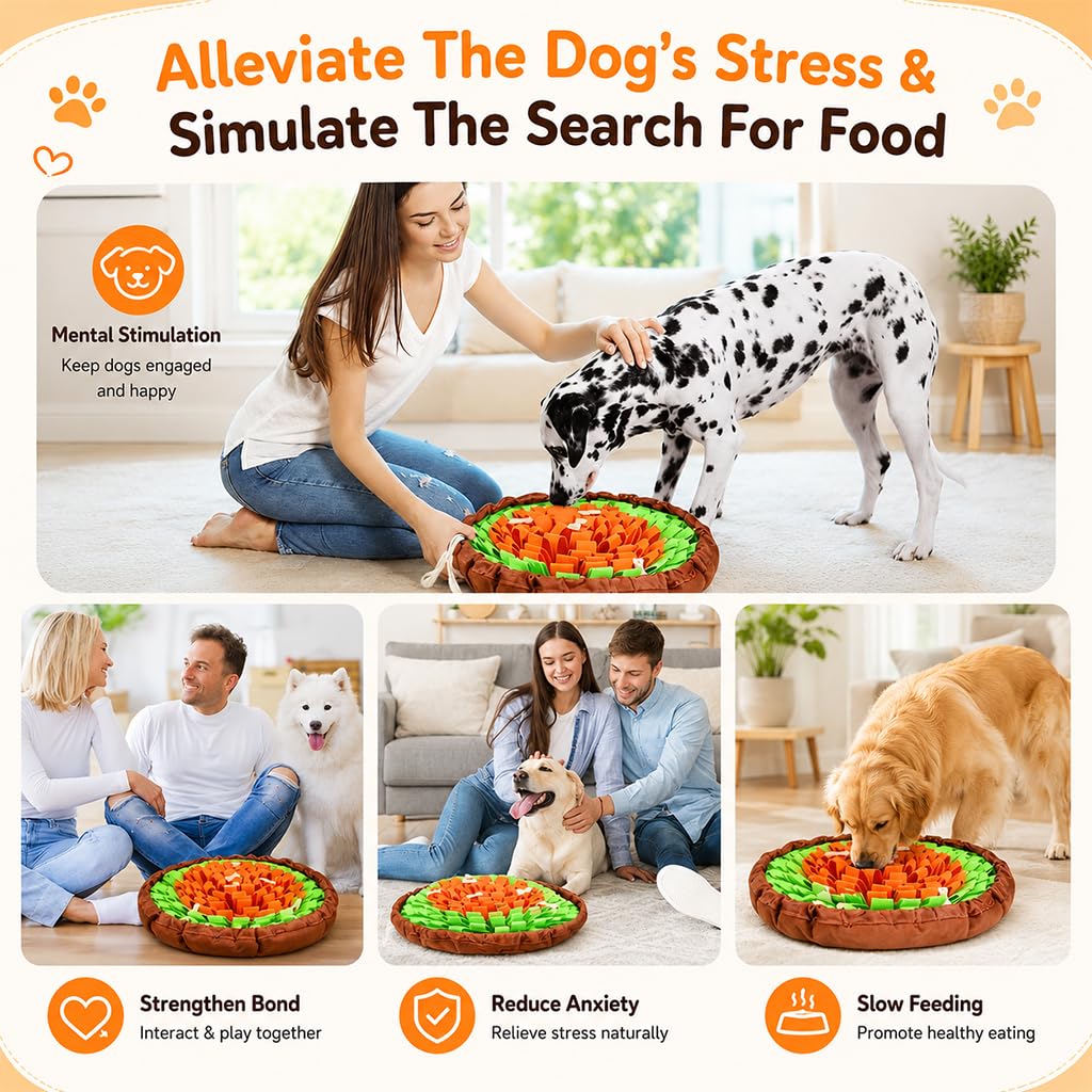 Qpets Dog Snuffle Mat for Slow Feeding and Training: Soft Felt, Machine Washable, Home and Travel Use