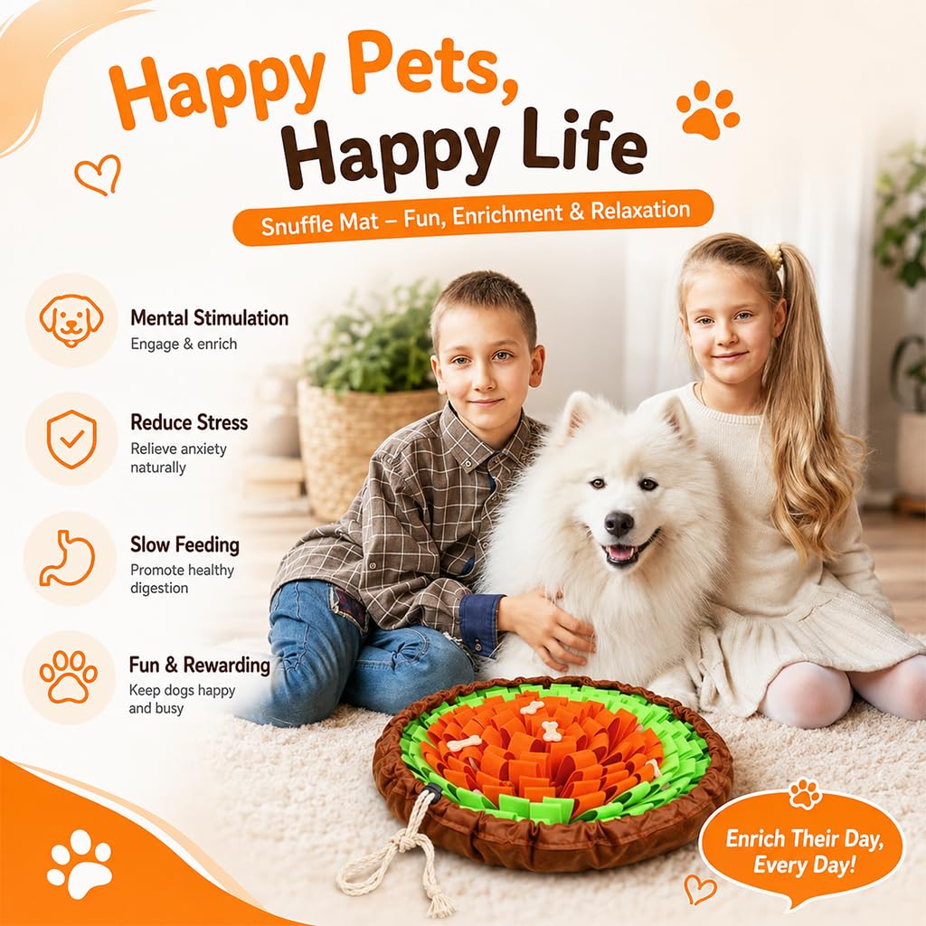 Qpets Dog Snuffle Mat for Slow Feeding and Training: Soft Felt, Machine Washable, Home and Travel Use