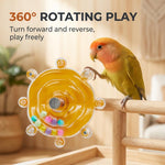 Qpets Bird Foraging Spin Wheel with Smooth Rotation for Parakeets, Cockatiels and Conures