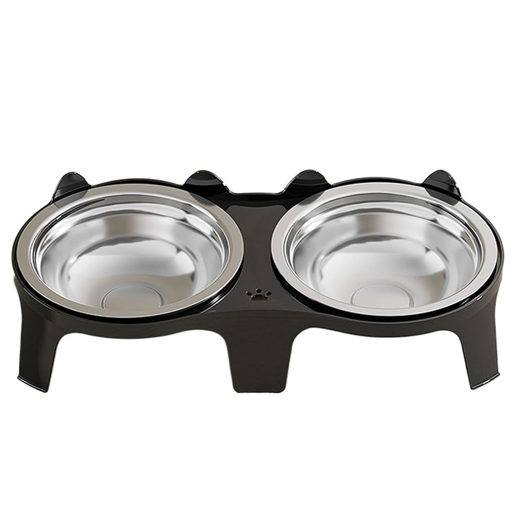 Qpets 2-Pack Stainless Steel and PP Pet Bowls with Weighted Anti-Tip Bases for Cats and Dogs