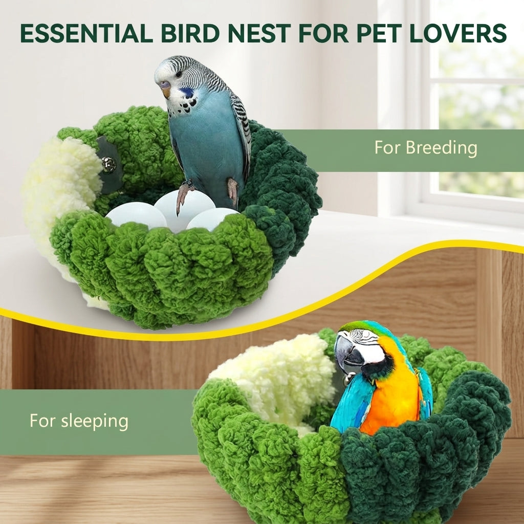 Qpets Coral Fleece Bird Nest for Cage, Semicircle Warm Bed with Screw Mount for Small Birds
