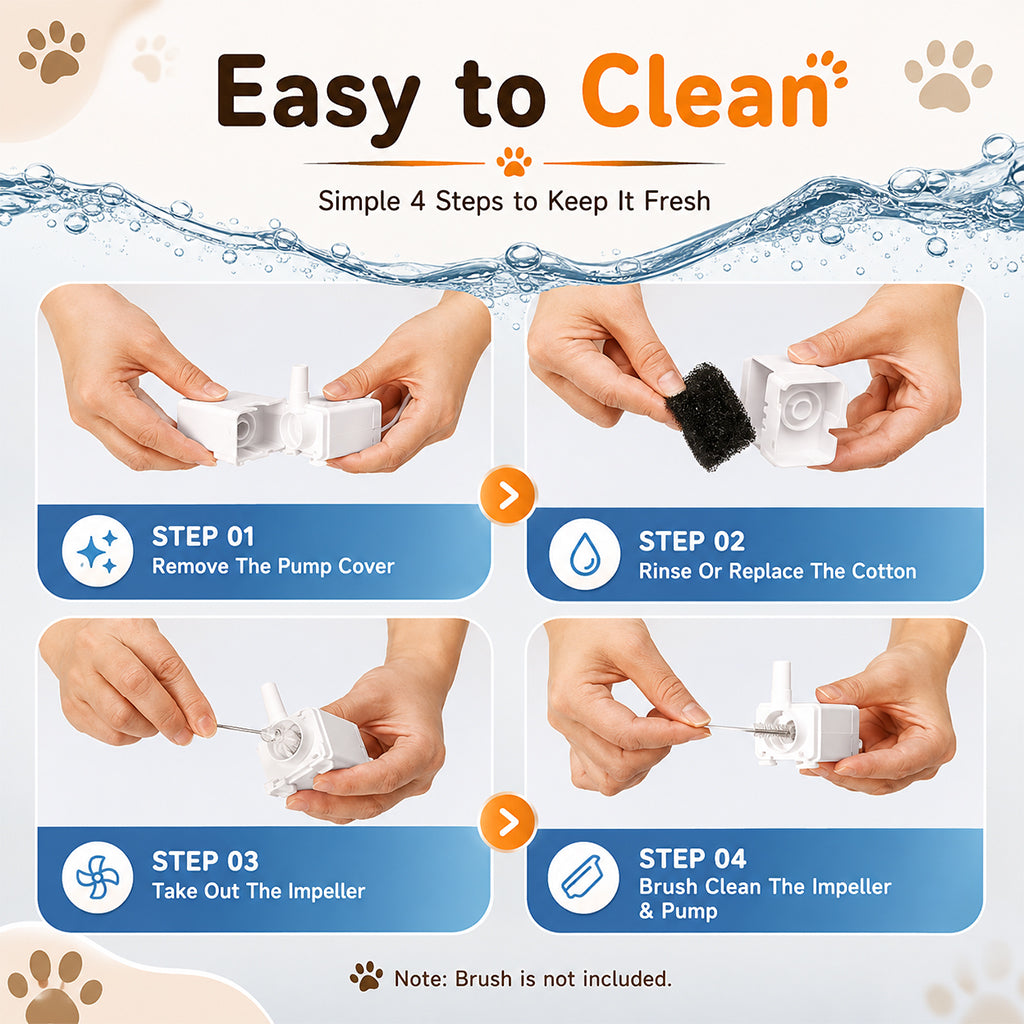 Qpets Cat Water Fountain Replacement Pump with LED Switch for 50oz, 95oz and 108oz Fountains