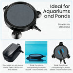 Qpets Aquarium Air Stone Diffuser with Fine Bubbles, 12cm Ceramic Disc and 3 Suction Cups