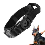 Qpets® Tactical Dog Collar with AirTag Holder, 2 in 1 AirTag Dog Collar with Handle & D Ring, Anti-lost Intergrated AirTag Holder Design Quick Release Buckle Nylon Dog Collar (Neck Size 50-63CM)