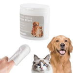 Qpets 3-in-1 Natural Cotton Pet Finger Wipes for Dogs and Cats, Teeth, Ears and Eyes, 50 Count