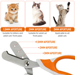 Qpets® Cat Nail Clipper with 3 Cutting Guarding Holes 1.5mm/2mm/3mm Safety Nail Clipper for Cats Stainless Steel Safety Pet Nail Grooming Nail Clipper