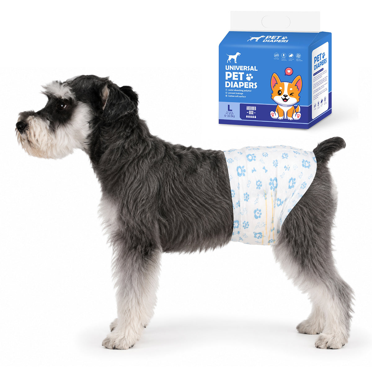 Qpets Male Dog Diaper Wraps, 12 Pack, Absorbent, Breathable Leak Protection, Size L