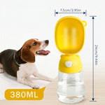 Qpets 380ml Dog Water Bottle with Integrated Trough, One-Button Flow Control and BPA-Free PP