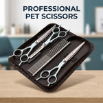 Qpets Pet Grooming Scissors Kit, 3 Stainless Steel Scissors with Comb and Storage Bag