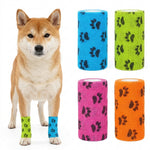Qpets Self-Adhesive Non-Woven Elastic Pet Recovery Wraps with Paw Print for Cats and Dogs
