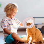 Qpets® Cat Cone Drawstring Adjustable Cat Cone Lick-proof Cat Cone for Recovery Protective Collar Patchwork Breathable Mesh Cat Cone Collar for Cat