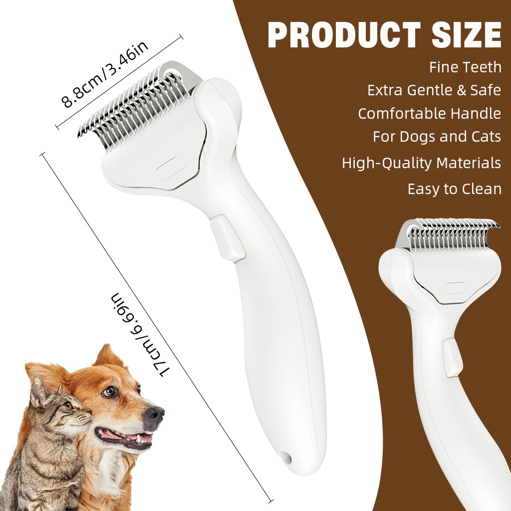 Qpets® Pet Grooming Brush Deshedding Hair Brush Self-cleaning Slicker Brush Underfur Rake Untangling Brush for Small Knots and Mats Dog Cat Hair Grooming Brush