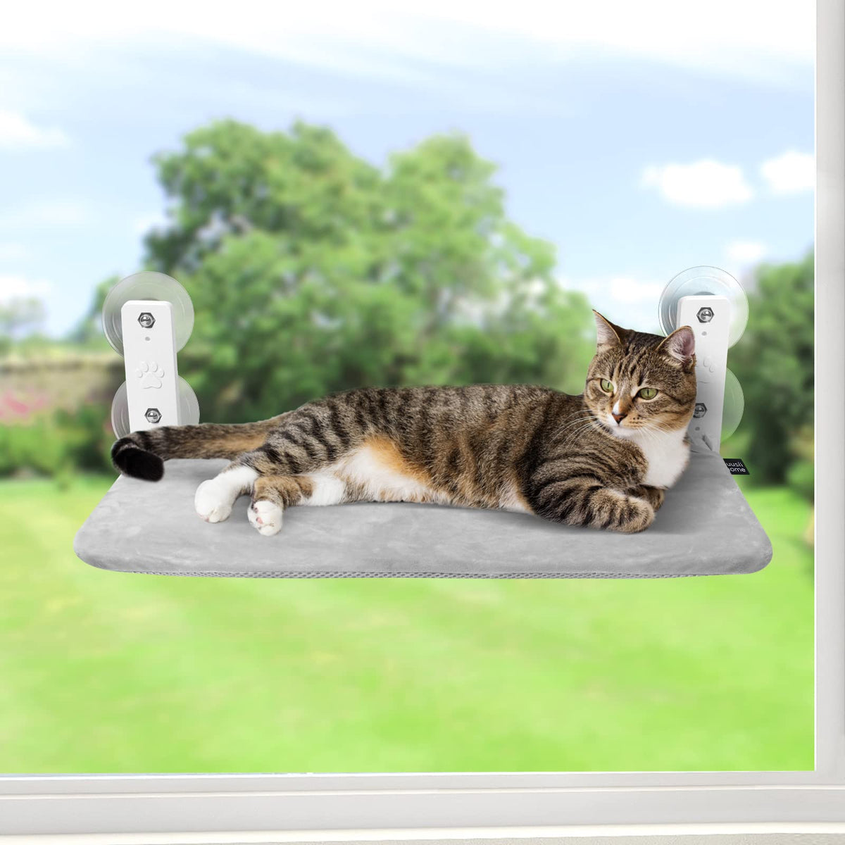Qpets Foldable Cat Window Hammock with Cordless Design, Reversible Cover and 55 lb Support