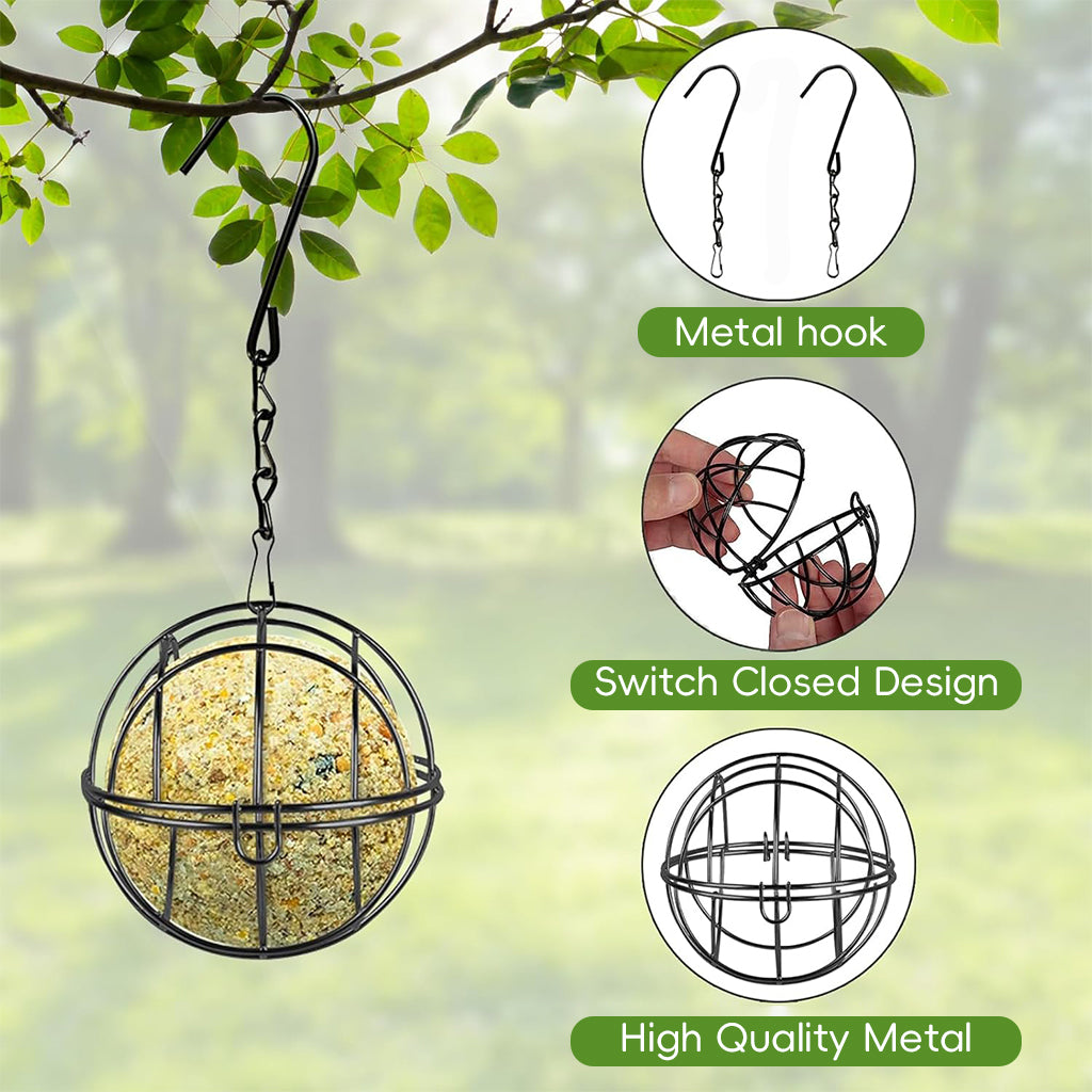 Qpets® Metal Wire Ball-shaped Bird Feeder for Insects & Nuts Suet Balls Hanging Wire Ball-shaped Bird Feeder for Tree, Balcony, Garden