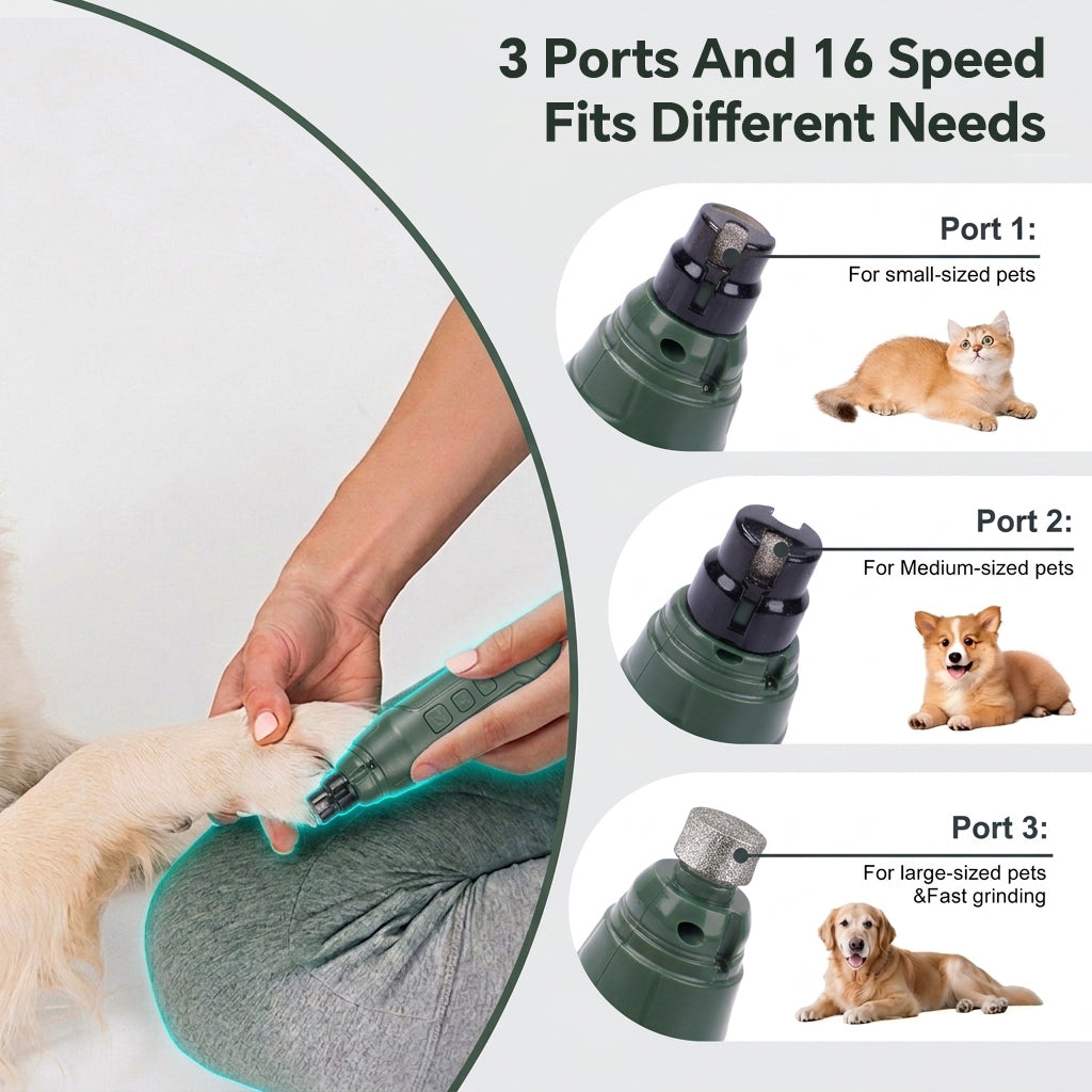 Qpets Electric Pet Nail Grinder for Dogs and Cats with LED Light and Adjustable Speed