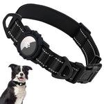 Qpets Reflective AirTag Dog Collar for Medium Dogs with Waterproof Holder, Padding and Dual D Rings