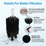 Qpets Aquarium Sponge Filter with Quiet Air-Powered Operation, Bio Balls and Two Sponges for Tanks