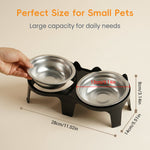 Qpets 2-Pack Stainless Steel and PP Pet Bowls with Weighted Anti-Tip Bases for Cats and Dogs