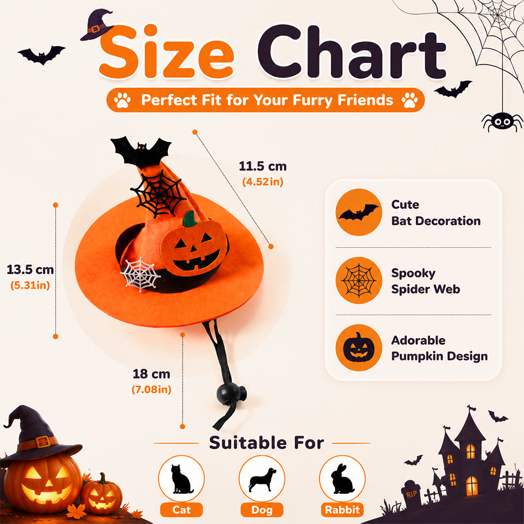 Qpets Adjustable Halloween Witch Hat for Cats and Small Dogs with Soft Cloth and Lace Details
