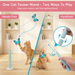 Qpets Rechargeable Butterfly Cat Toy with Flexible Cord, Suction-Cup Base and Two Play Modes