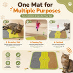 Qpets Sisal Cat Scratching Mat with Four Hanging Strings, Soft Fleece Centre and Anti-Slip Backing