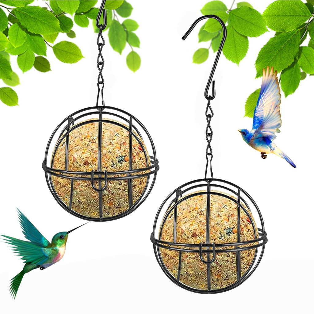 Qpets® Metal Wire Ball-shaped Bird Feeder for Insects & Nuts Suet Balls Hanging Wire Ball-shaped Bird Feeder for Tree, Balcony, Garden