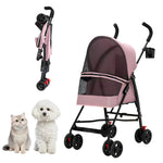 Qpets Foldable Pet Stroller for Small Dogs and Cats, Up to 7kg, Mesh Window and One-Step Fold
