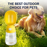 Qpets 380ml Dog Water Bottle with Integrated Trough, One-Button Flow Control and BPA-Free PP