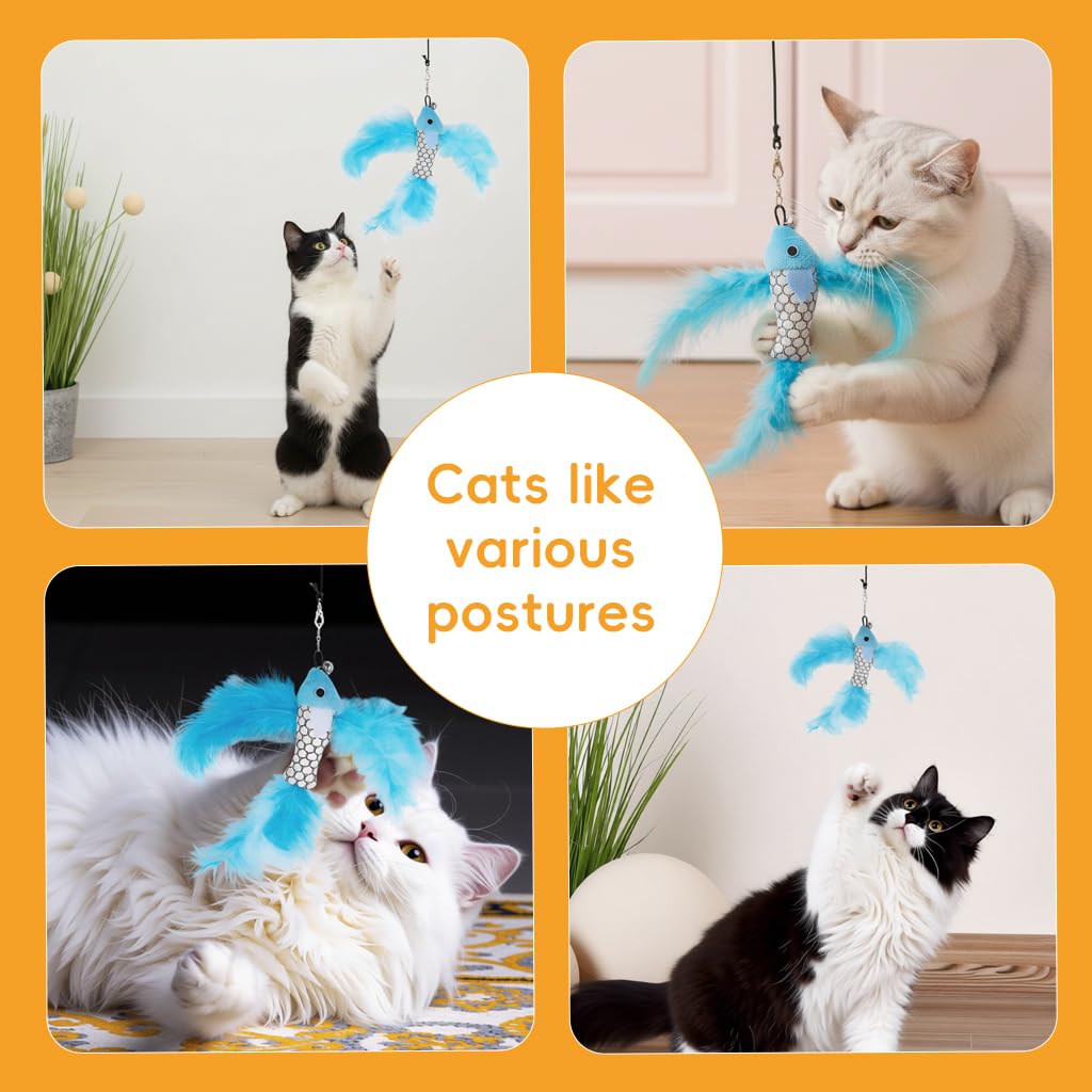 Qpets Interactive Cat Feather Wand for Playtime with Retractable Design & Safe Materials
