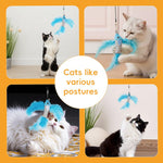 Qpets Interactive Cat Feather Wand for Playtime with Retractable Design & Safe Materials