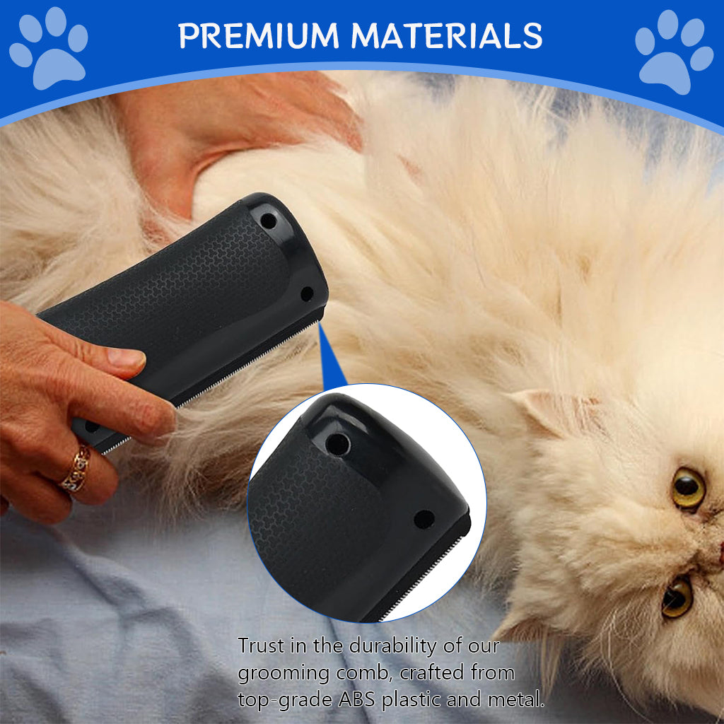 Qpets® Dog Deshedding Comb Pet Grooming Thinning Comb De-shedding Tool Dog Grooming Combs Anti-slip Handle Design, 146x68mm