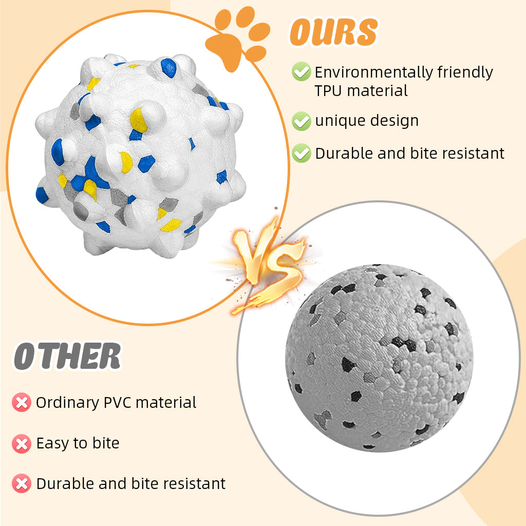 Qpets® Dog Toy Ball Chew Toy for Dogs Dental Chew Toy Teething Toy 7.5cm Dia ETPU Food Grade Safe Dog Ball Toy Toss-and-Fetch Game Interactive Dog Ball Toy