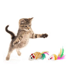 Cat Toys Kitten Toys Cat Toy for Indoor Cats Cat Feathers Wand Cat Interactive Toys Set with Mouse Mice Balls and Bells Toys for Cats Kitty Kitten Cat Games and Toys (20 Pcs) (Red)