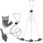 Hanging Interactive Cat Teaser Toys,Elastic Rope Design,Hanging Interactive Cat Soft Toy for Indoor Activities,Interactive Cat Teaser Toy with Plushed Mice Pendent Cat Supplies