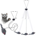 Qpets Hanging Interactive Cat Teaser Toys,Elastic Rope Design,Hanging Interactive Cat Soft Toy for Indoor Activities,Interactive Cat Teaser Toy with Plushed Mice Pendent Cat Supplies