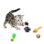 Cat Toys Kitten Toys Cat Toy for Indoor Cats Cat Feathers Wand Cat Interactive Toys Set with Mouse Mice Balls and Bells Toys for Cats Kitty Kitten Cat Games and Toys (20 Pcs) (Red)