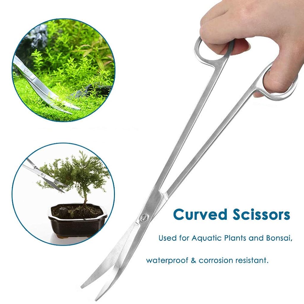 5Pcs Aquarium Aquascaping Tools Kits, Long Stainless Steel Aquarium Plant Tool Aquarium Tweezers, Scissors, Spatula Tool Set, Bonsai Kit Algae Scrapers Aquarium Cleaning Kit for Fish Tank