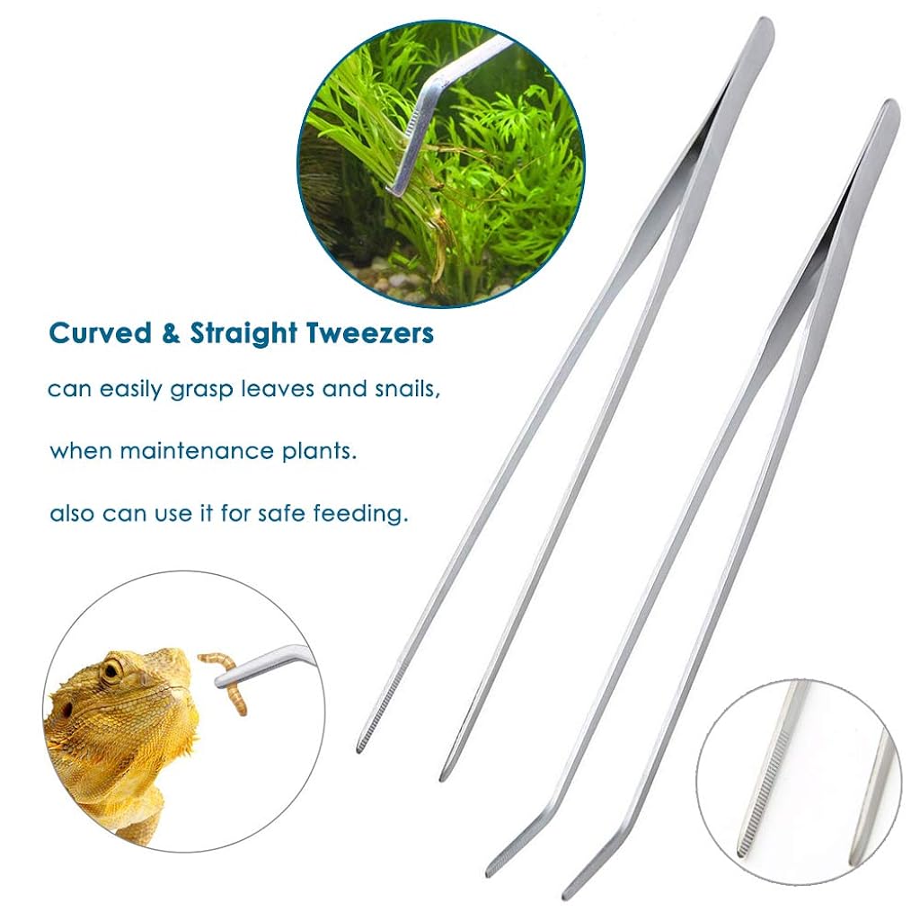 5Pcs Aquarium Aquascaping Tools Kits, Long Stainless Steel Aquarium Plant Tool Aquarium Tweezers, Scissors, Spatula Tool Set, Bonsai Kit Algae Scrapers Aquarium Cleaning Kit for Fish Tank