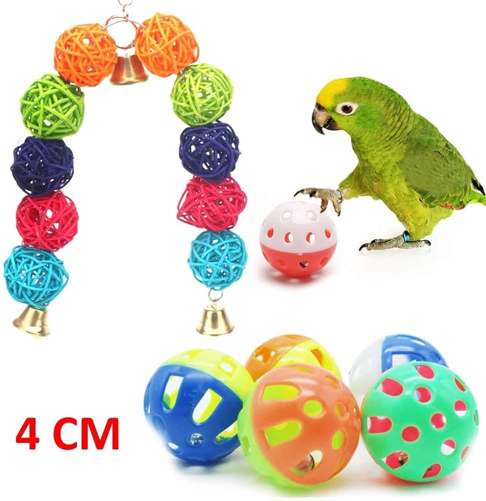 9 in 1 Birds Toys Set Parrot Toy Chew Toy with Hanging Hammock Swing Bell Pet Climbing Ladders Love Birds Toys for Small Parakeets Cockatiels Conures Finches Budgie Macaw Parrots