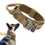 Dog Collar for Large Dogs Adjustable Nylon Tactical Dogs Collar with Strap Handle Dog Training Collar Quick Release Metal Buckle for Large Dogs(XL, 20''-24 inch''/50-59cm)