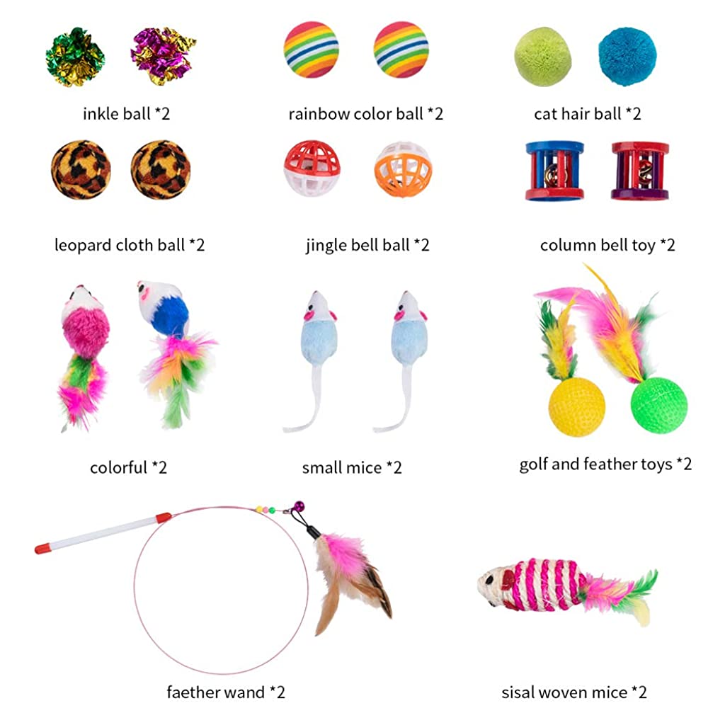 Cat Toys Interactive Feather Wand Retractable with Pack 3 Assorted