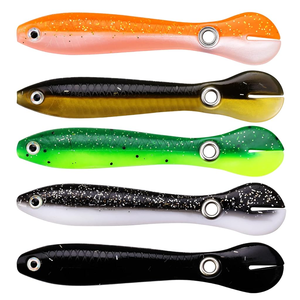 5 Pcs Soft Bionic Fishing Lure, Fishing Lures Kit, 10cm, Simulation Loach Soft Baits, Slow Sinking Bionic Swimming Lures, Freshwater Saltwater Bass Fishing Bait Kits Fishing Frog Lure